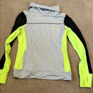 Victoria's Secret Gray and Neon Yellow Sweatshirt